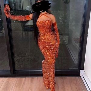 Custom made Sequin Birthday gown dress + gloves
